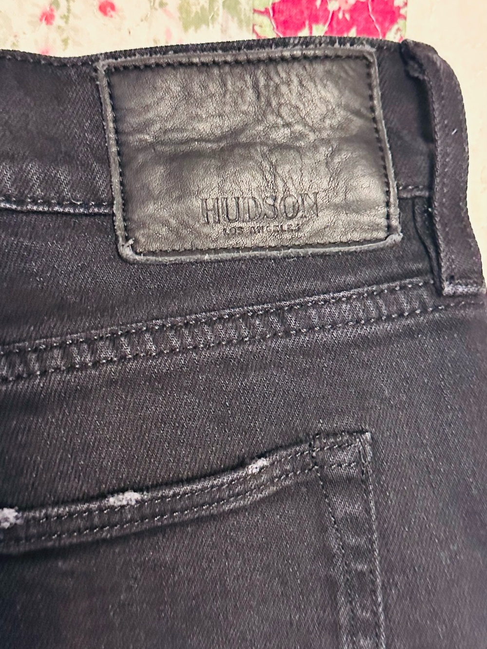 Hudson Jeans Men's Black Skinny Denim with Leather Patch